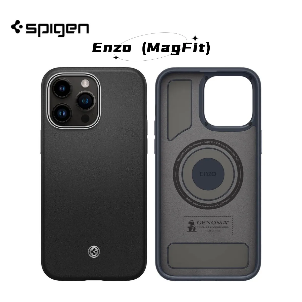 Spigen Enzo (MagFit) Case High-grade Leather Commerce Phone Protective For iPhone 13 14 Pro Max Series Case