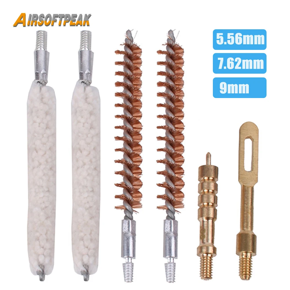 

6Pcs/Set Gun Cleaning Rod Brush Head Kit .22cal .30cal .38cal 9mm Rifle Pistol Weapon Gun Cleaning Tool Hunting Accessories