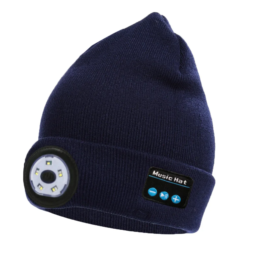 

new Unisex Bluetooth Headlamp Hat Headphones Beanie with LED Music Cap Built-in Speakers & Mic Earbuds for Running Hiking Sport