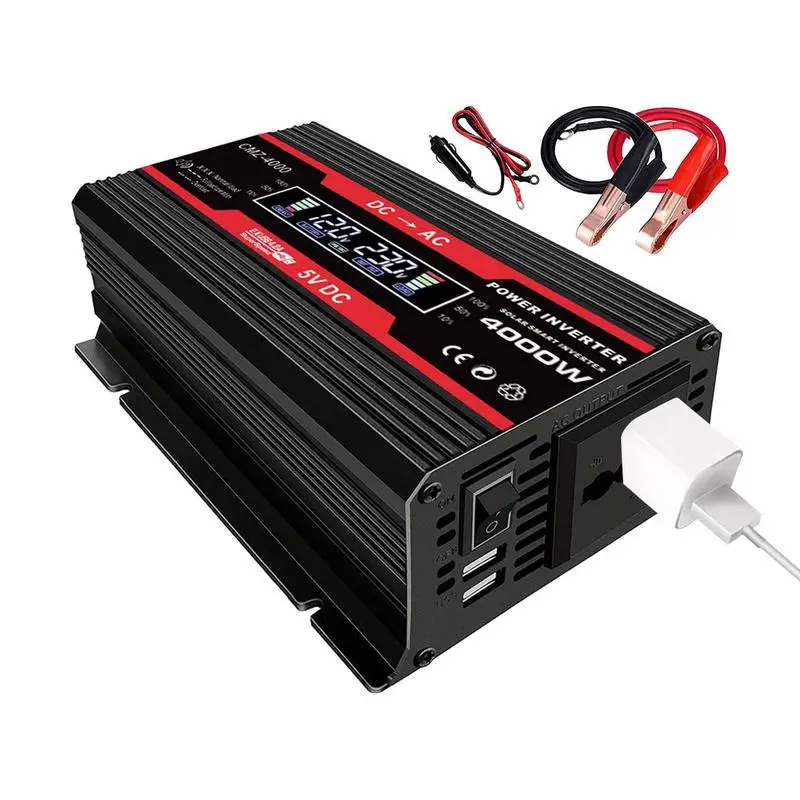 

Car Inverter 12V 110V 220V Power 300W 4000W Converter 2 USB Charger With LED Red Green Working Light For Phone Tablet On Jurney