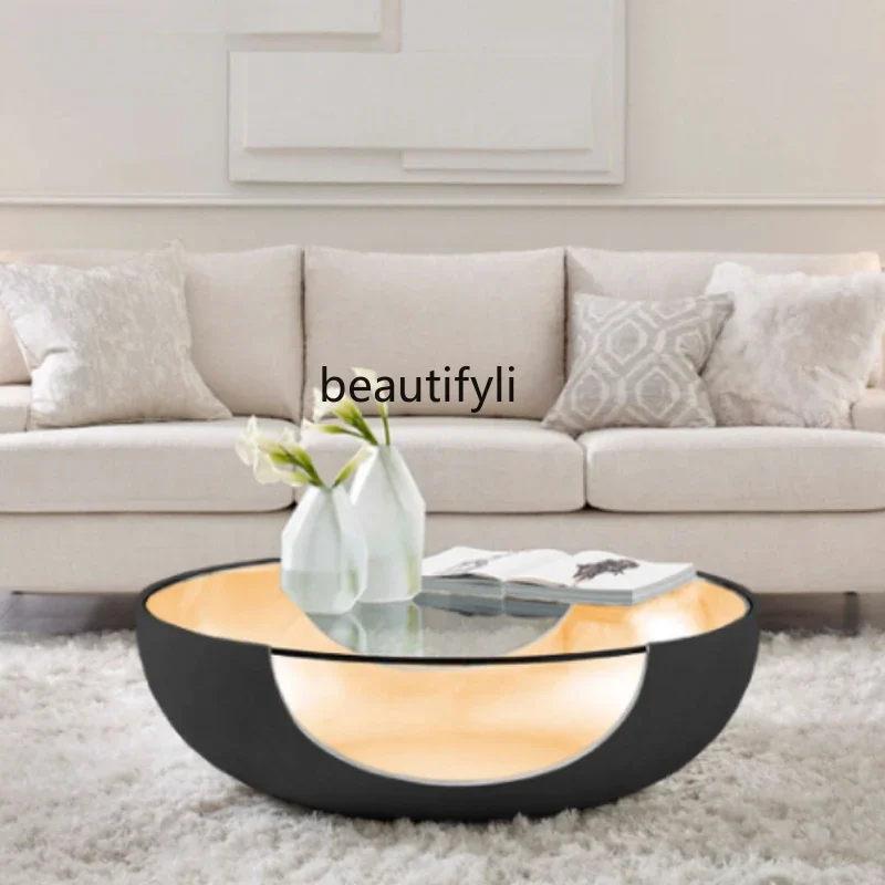 Современный модельер круглый изогнутый стеклянный журнальный столик в форме