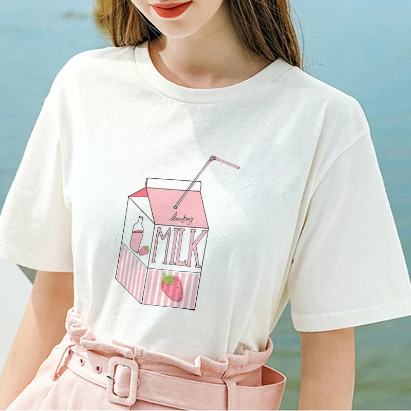 

Kawaii Веселая женская футболка Персиковый Сок японские эстетические гранж короткая рубашка футболка Harajuku девушка 90-е летняя повседневная од...