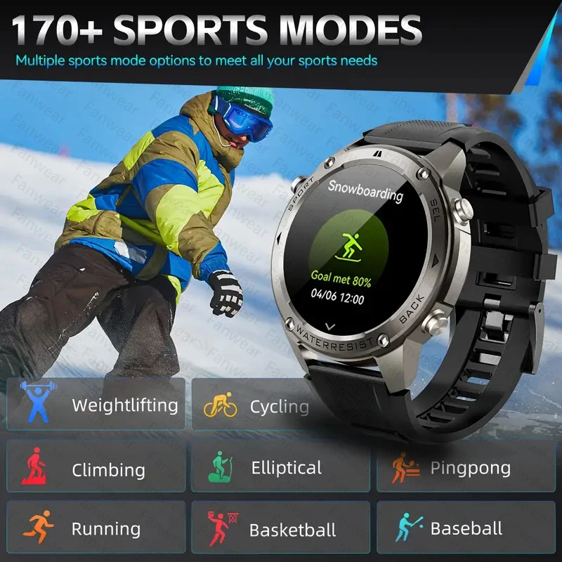 Фото Fanwear GPS Смарт-часы Компас Высота Давление воздуха Плавание Триатлон Таймер 10 АТМ Водонепроницаемый 170+ Спортивный режим Автоматический запись №5