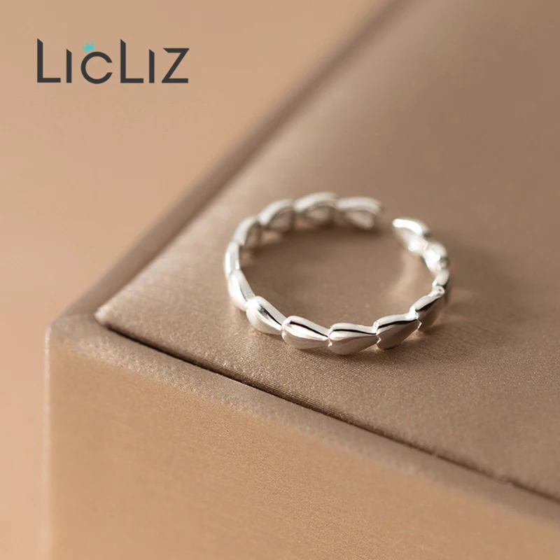 

LicLiz S925 Sterling Silver Heart Adjustable Opening Ring for Women Party Jewelry Accessorie Anillos 925 Plata Para Mujer LR0847