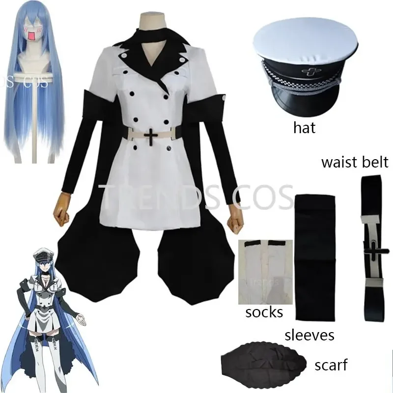 

Костюм для косплея аниме Esdeath Empire, костюм для косплея манга, униформа общего назначения с париком, носки для костюма на Хэллоуин