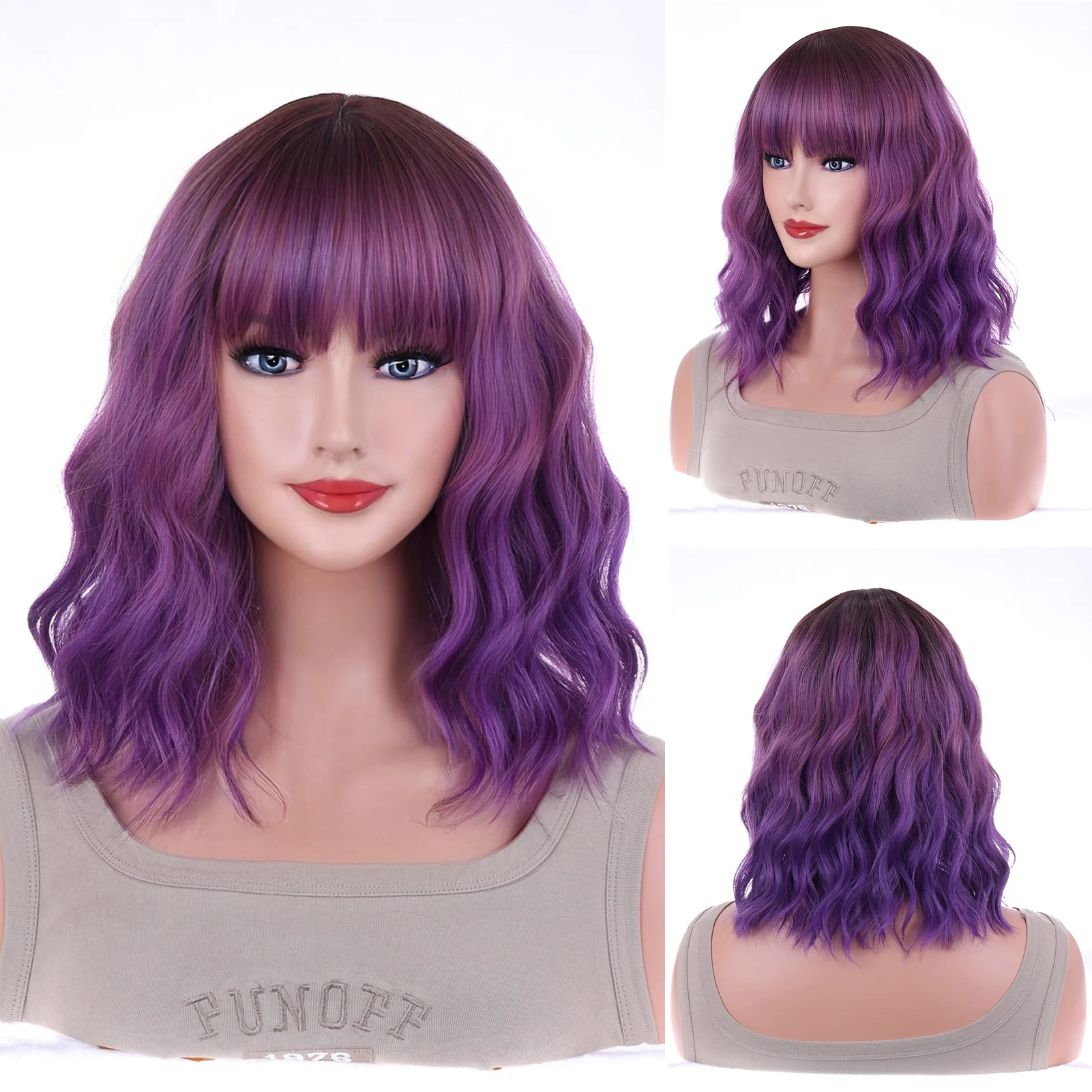 Женская фиолетовая челка парик для женщин дышащий не вредит волосам без запаха
