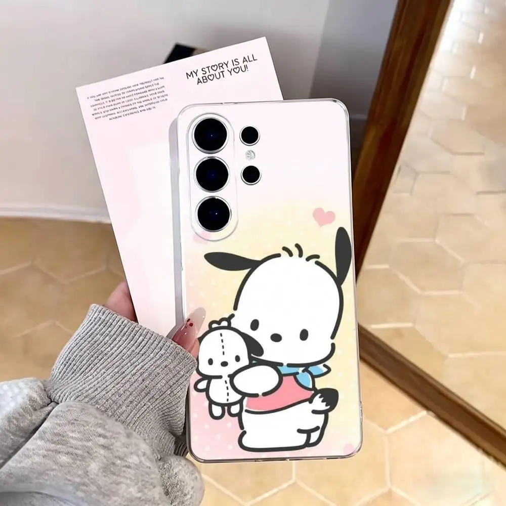 Милый мультяшный чехол T-Pochacco-o для телефонов Samsung S25, S24, S21, S22, S23, S30, Ultra, S20, Plus, FE, Note, 10, 9, 5G, прозрачный (art.: 3920dc14840ce) - 3920dc14840ce