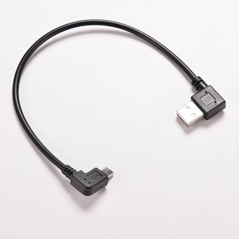 JETTING Right Angle USB 2.0 OTG Male to 90 Degree Left Angle Micro USB 5 Pin Male Cable Cord Adapter Connector 27cm 1PC