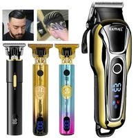kemei electric hair cutting machine rechargeable hair clipper beard trimmer lcd display men electric shaver professional barber