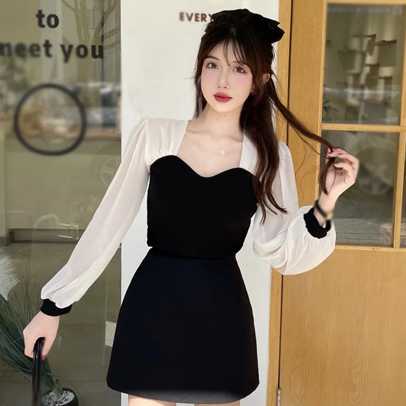 Женская Приталенная Блузка В Стиле Пэчворк С Пышными Рукавами И Квадратным