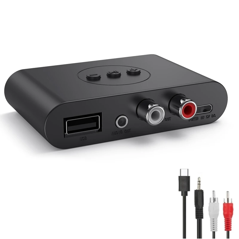 

Bluetooth 5,2 аудио приемник NFC USB флэш-накопитель RCA 3,5 мм AUX USB стерео музыкальный беспроводной адаптер с микрофоном