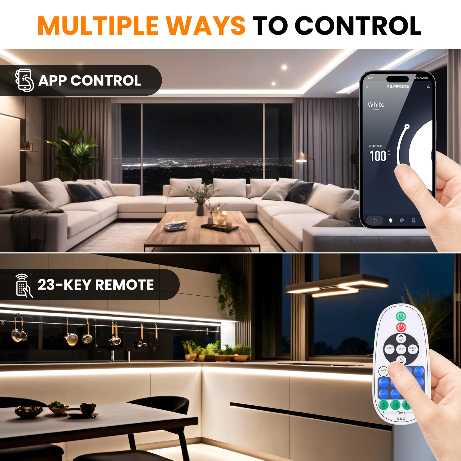 Фото Светодиодная лента Tuya APP WiFi с регулируемой яркостью COB, 220 В, ЕС, 288 светодиодов/M RA90, водонепроницаемая уличная гибкая лента для освещения кухни спальни №4