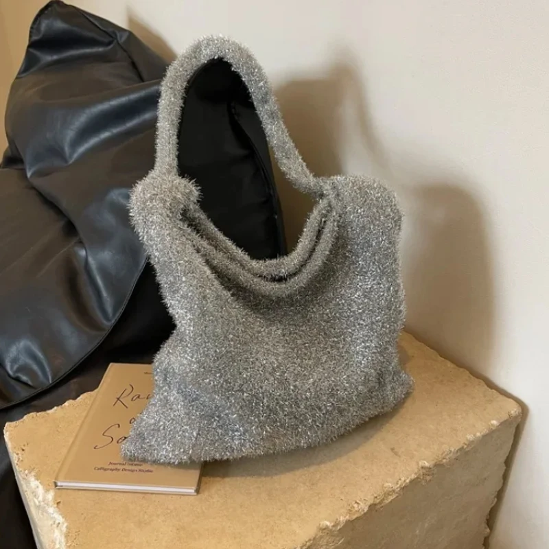 Сплошной цвет бархатная пряжка молодежная женская сумка-тоут мягкая зимняя