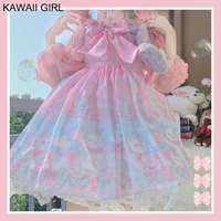 kawaii lolita style dress summer soft sister clothes japanese sweet bow dreamcatcher lolita sleeveless lace suspender dresses