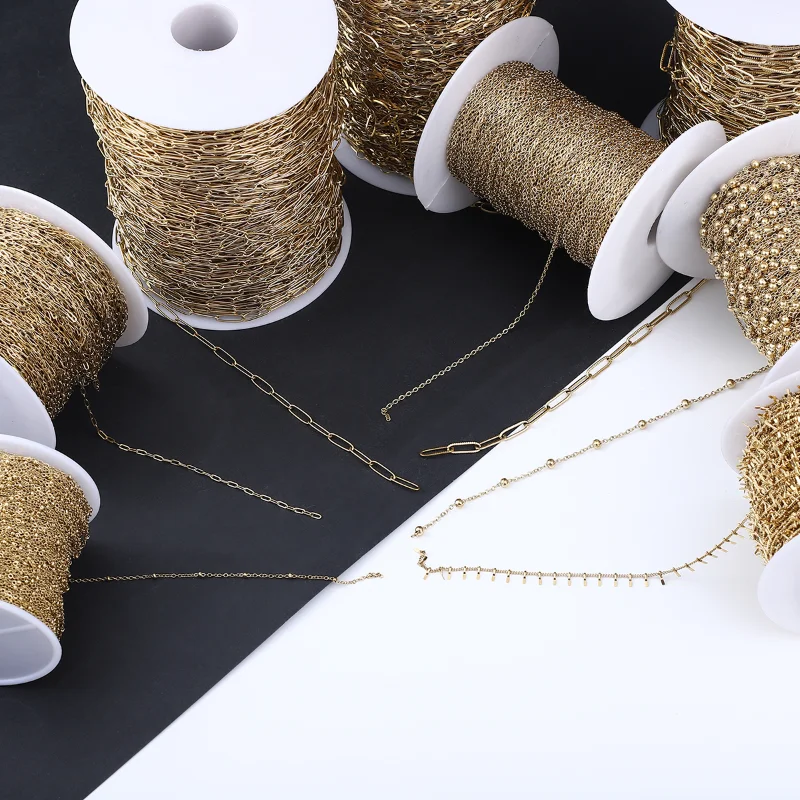 Stainless Steel Circle Oval Link Chain Necklace O-shaped Link Chain Fine Chain for Jewelry Making DIY Necklace Bracelet Chain 1M