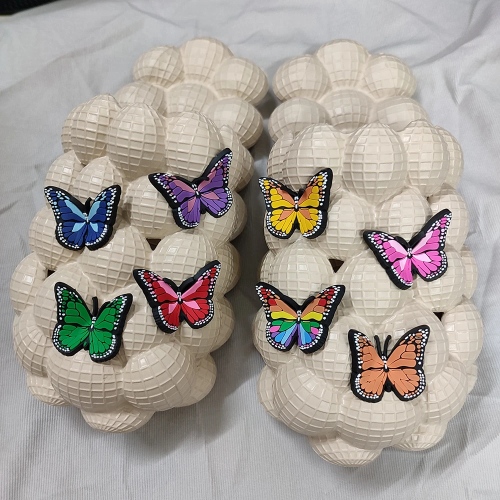Bubble Slides With Charms For Women Fashion Butterfly Bubble Sandals 2022 Summer House Slippers Platform Bubble Massage Shoes