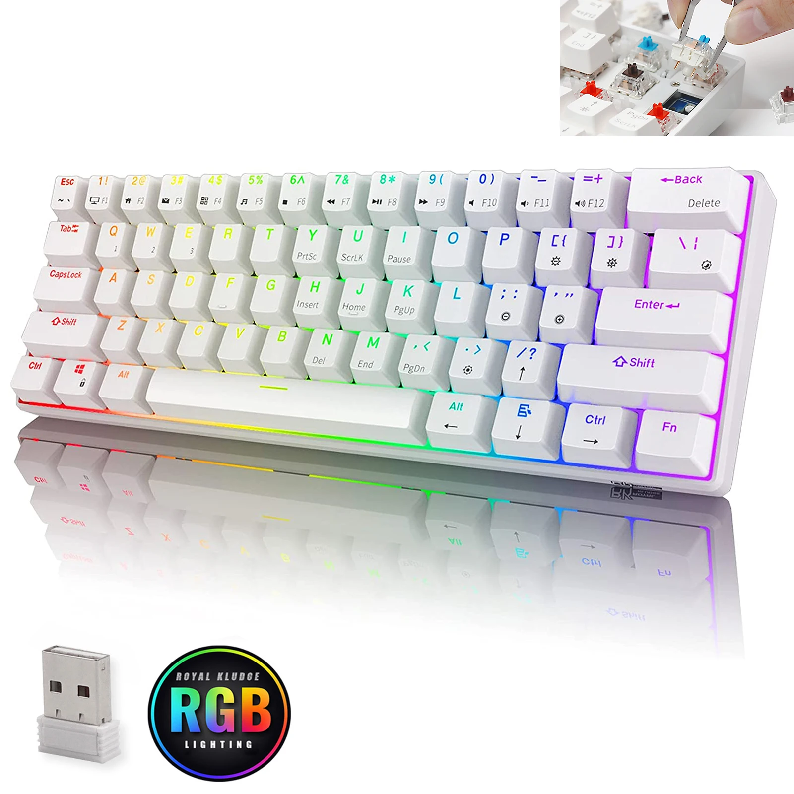 RK61/RK71/RK68 PRO Wireless Mechanical Keyboard, Bluetooth5.0/2.4Ghz/Wired Tri-Mode Gaming Keyboard, RGB Hot Swappable Keyboard