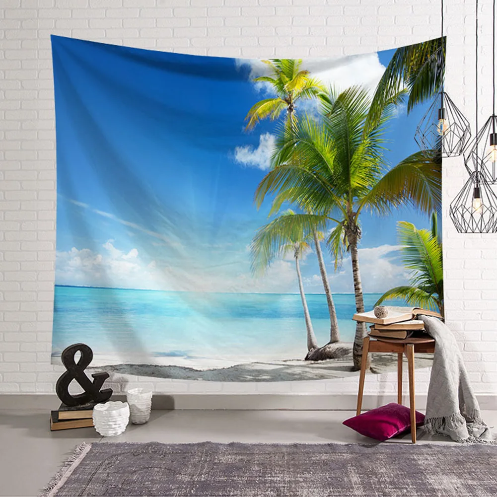 

Seascape Beach Waves Tapestry Landscape Wall Hanging Beach Tapestry Polyester Fabric For Tablecloth Blanket Decor 150x130cmLarge
