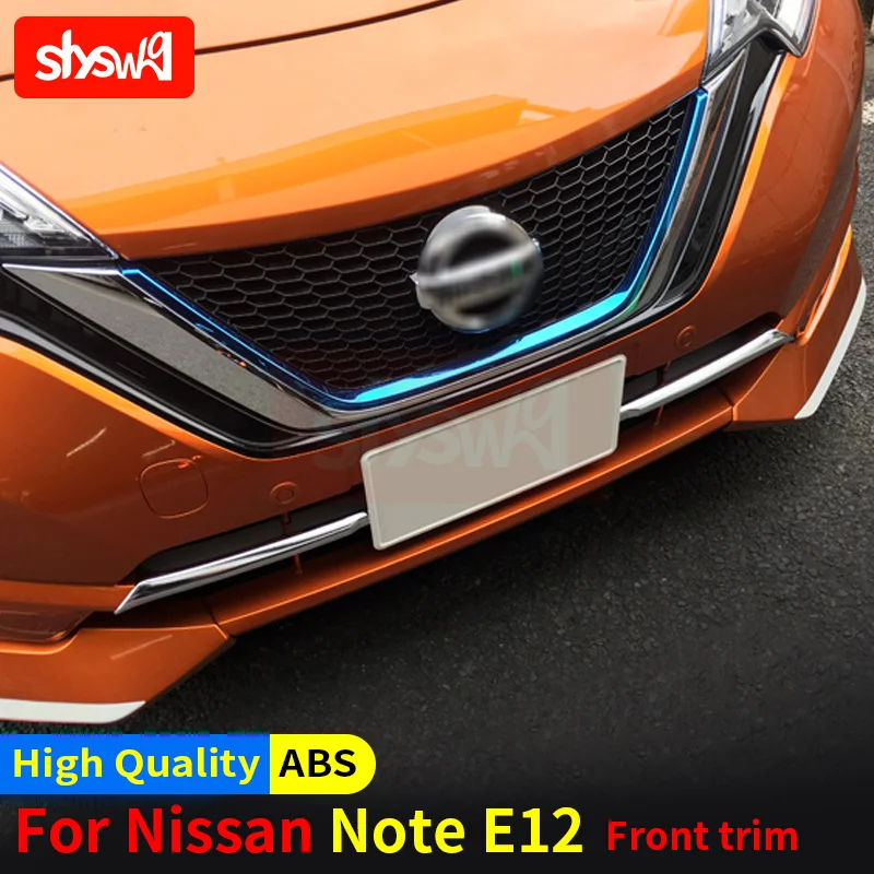 

Аксессуары ABS Chrome для Nissan Note E12, Модифицированная передняя часть, нижняя сетка, яркая полоса, 2 шт., серебристый внешний стиль
