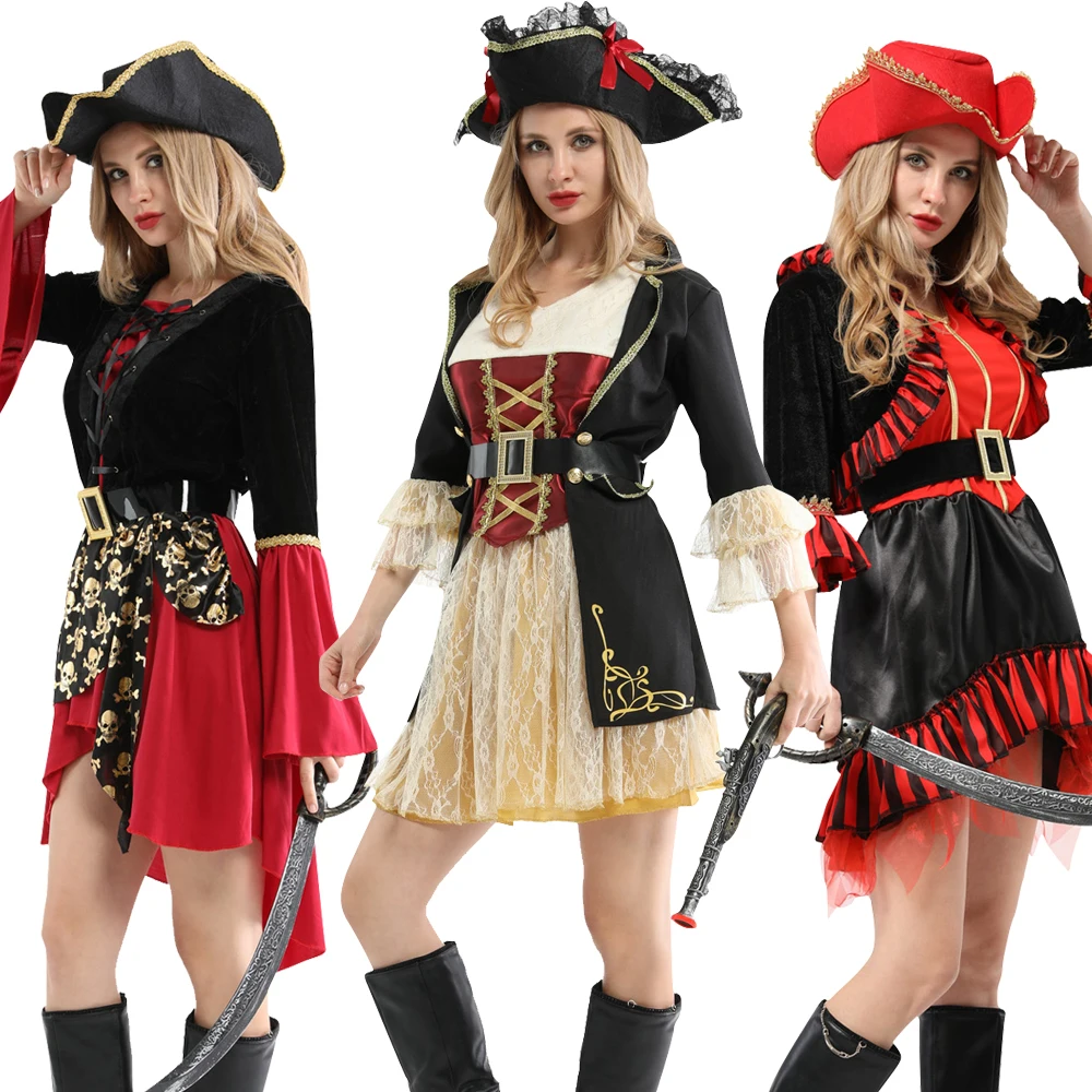 

Halloween Sexy Women Pirate Cosplay Costumes Fancy Christmas Carnival Party Dress for Adult No Weapon