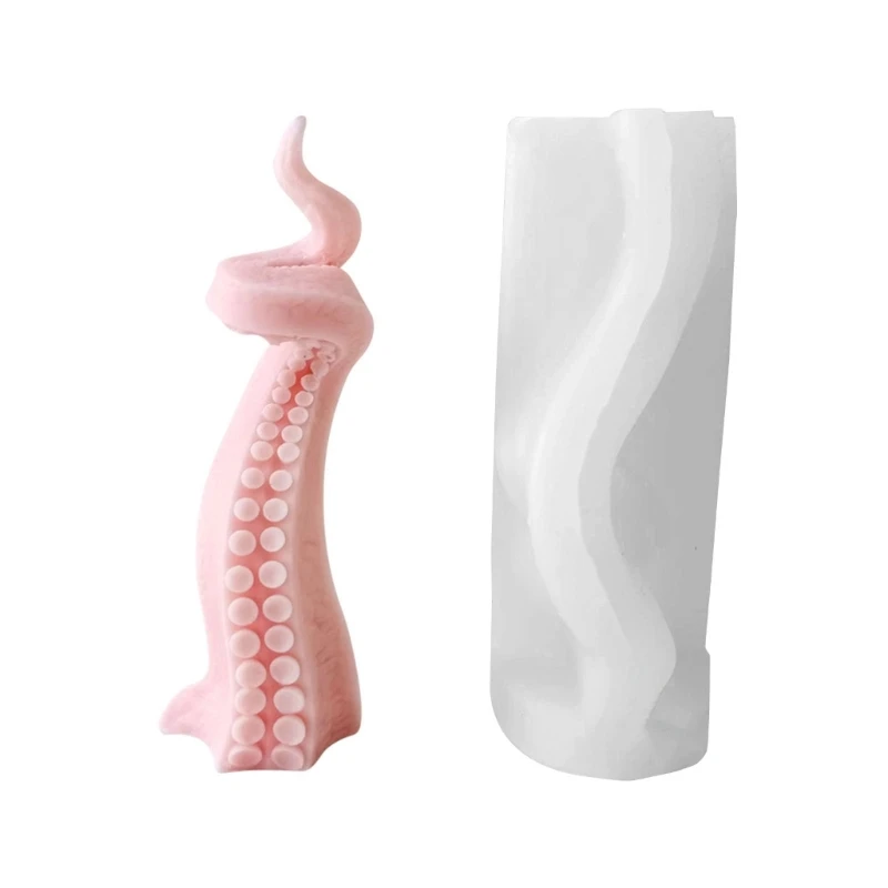 

K1MF Silicone Soap Molds Candle Moulds Octopus Tentacle Shaped Silicone Crafts Mould