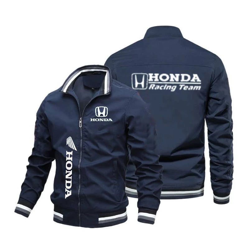 Фото Новая мужская повседневная куртка Honda с воротником-стойкой и принтом, универсальная спортивная куртка для весны и осени. №5
