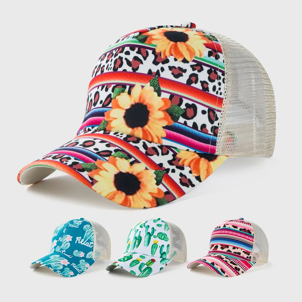 

Women's Baseball Cap Snapback Hip-Hop Summer Hat Sunflower Print Cotton Women Hat Cotton Sun Cap