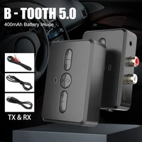 new bluetooth 5 0 audio receiver transmitter rca 3 5mm aux jack music 400mah stereo wireless adapter handsfree call for car tv
