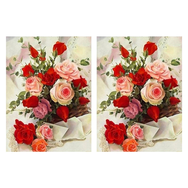 

2X 5D DIY Diamond Painting Flowers Full Square New Arrival Drill Mosaic Diamond Embroidery Rose Garden Decoration