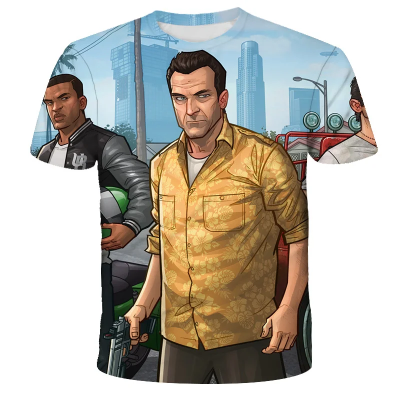 Футболка Grand Theft Auto Games GTA 5 для мальчиков летняя мужская футболка с 3D-принтом GTA5