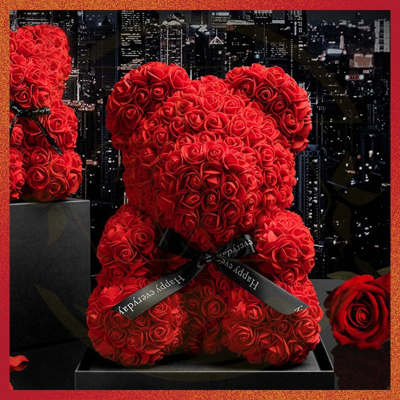 

Teddy Rose Bear Valentine's Day Gift Artificial Cartoon Flowers Rose Bear Anniversary Gift Birthday Present For Wedding Party
