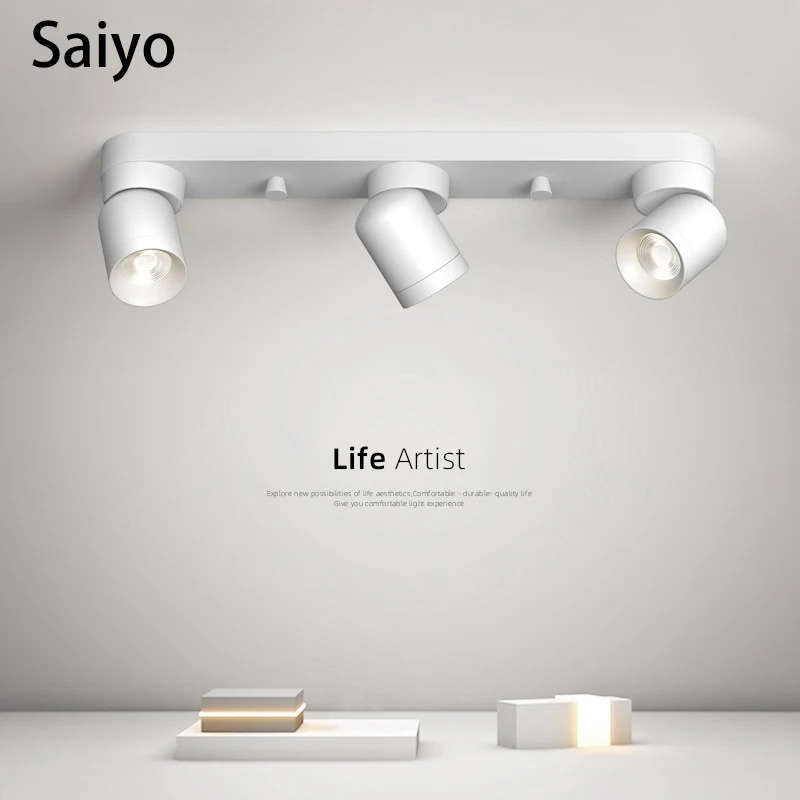Saiyo LED Surface Mounted Spotlights Rotatable Ceiling Spots 7W Wall Track Light COB Lamp Indoor Lighting For Living Room Aisle