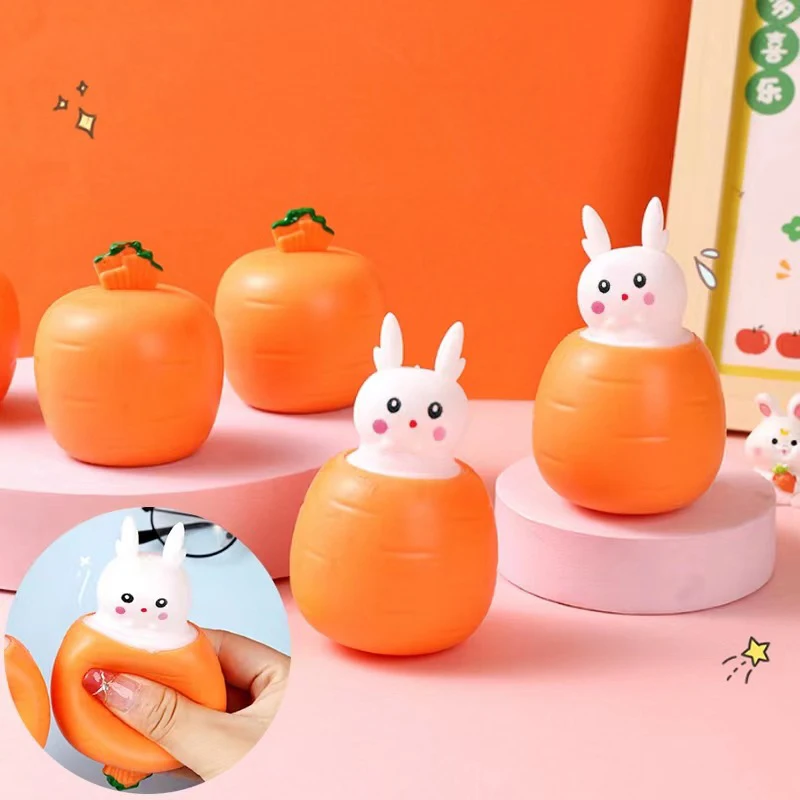 

1Pc Decompression Vent Toy Cute Cartoon Carrot Rabbit Cup Squeeze Toys Stress Relief Toys Children Kids Antistress Toy Gifts