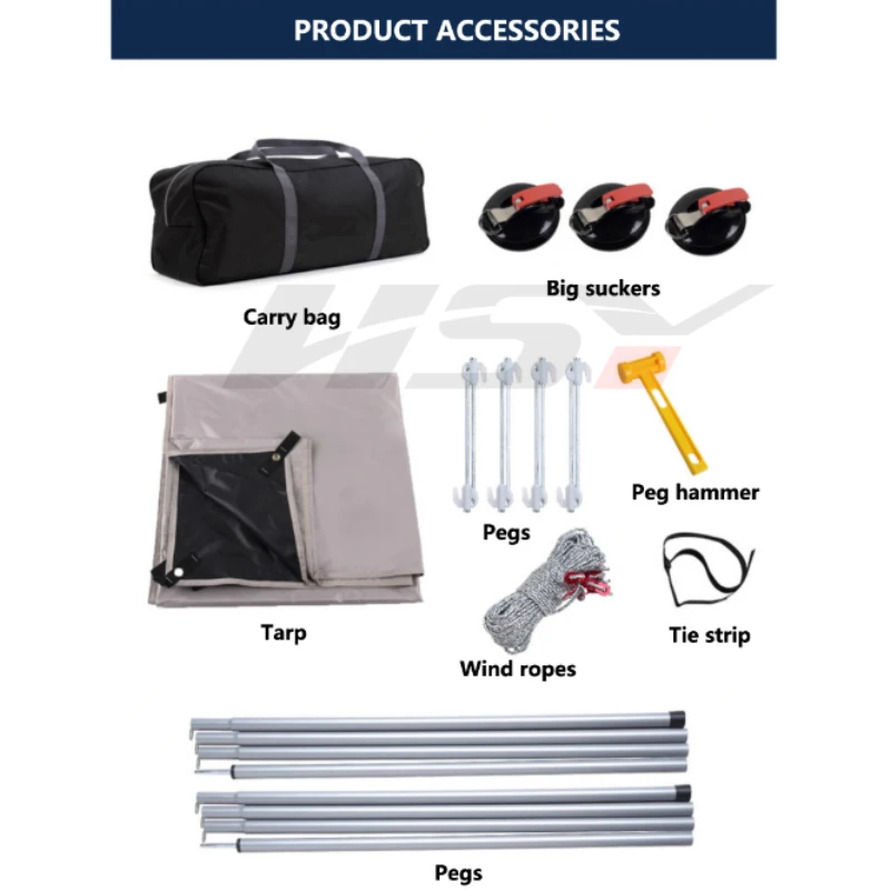 Универсальный автомобильный боковой навес SUV с черным покрытием PU5000mm