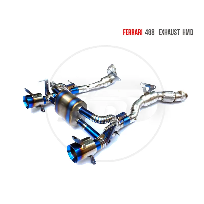 

HMD Titanium Alloy Exhaust Systems Downpipe Modified For Ferrari 458 488 F430 SC Auto Custom Valve Toasted Blue Style
