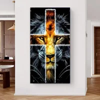 5D Diy Full Diamond Painting Jesus God and Lion Lamb Picture Diamond Embroidery Mosaic Wall Art Religion Poster Christ Decor