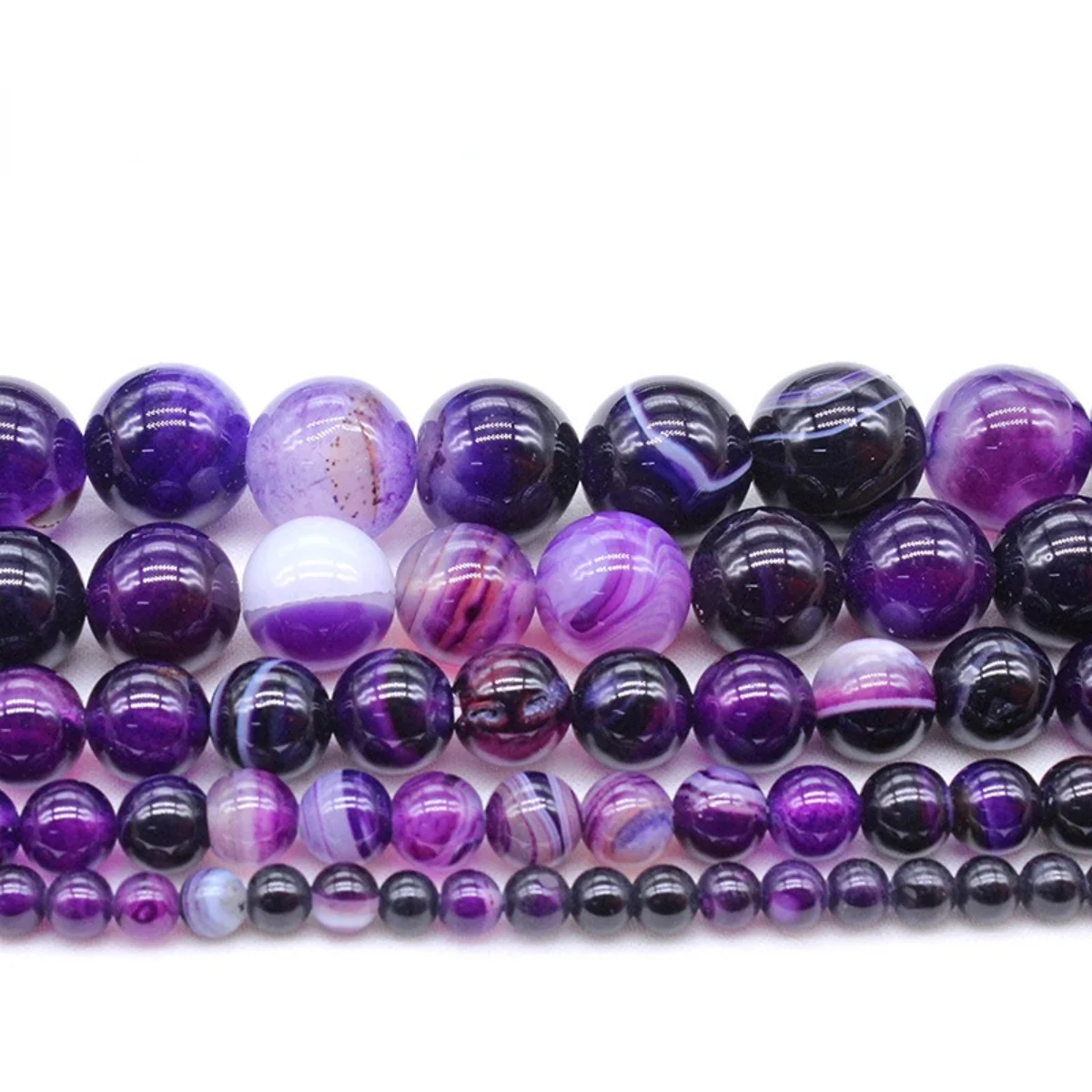 

Natural Stone Lines Wrapped Purple Agates Loose Beads DIY Hand-strung Onyx Round Beads Earrings Bracelet Jewelry Making Design