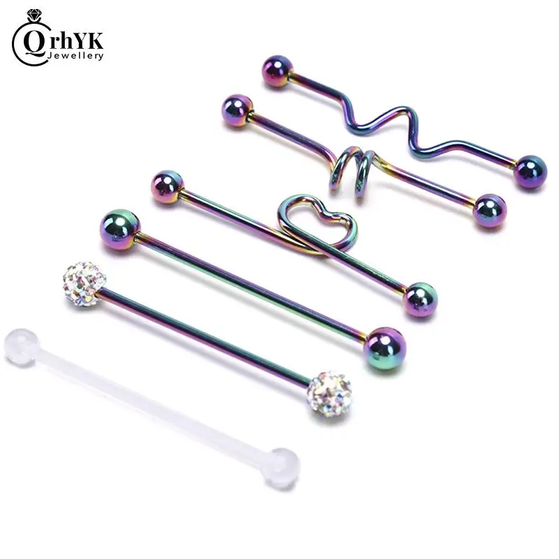 6 шт./компл. Горячая новинка модные промышленные серьги-штанги Сердце Стрела