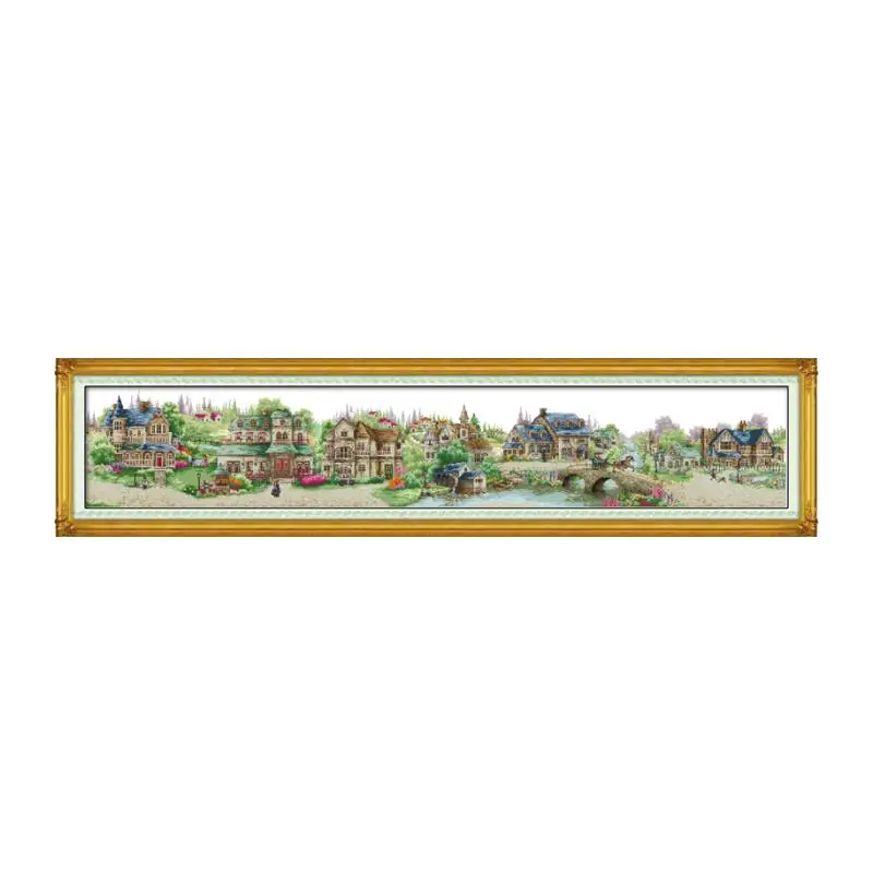 

European town cross stitch kit 18ct 14ct 11ct count printed canvas stitching embroidery DIY handmade needlework