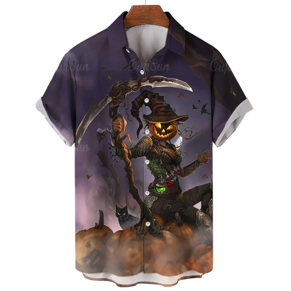 Гавайская рубашка из вискозы с принтом черепа