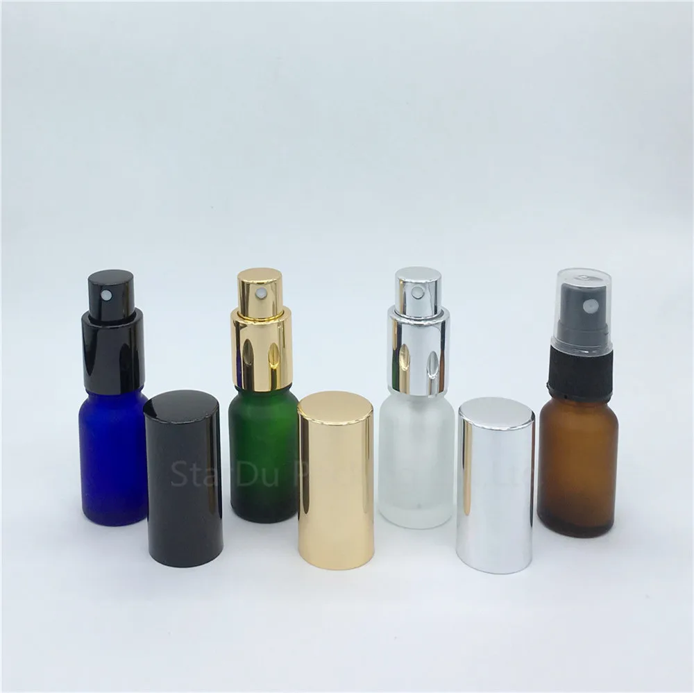 Фото Butelka podróżna 10 ml bursztynowa niebieska zielona przezroczysta butelka ze szkła matowego z rozpylaczem, butelka perfum 10 cm3 butelki z rozpylaczem 200 sztuk №2
