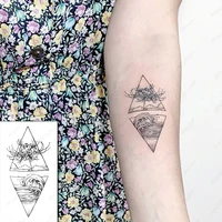 tattoo sticker art black white drawing little element small triangle wave flower mountain water transfer temporary fake tatoo