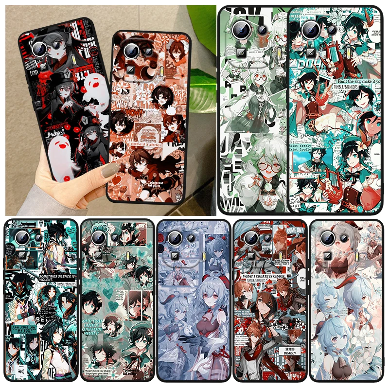 

Genshin Impact Anime Cover For Xiaomi Mi 13 Pro Lite 12X 12 11 11T 11i 10T 10 Pro Lite Ultra 5G Black Phone Case