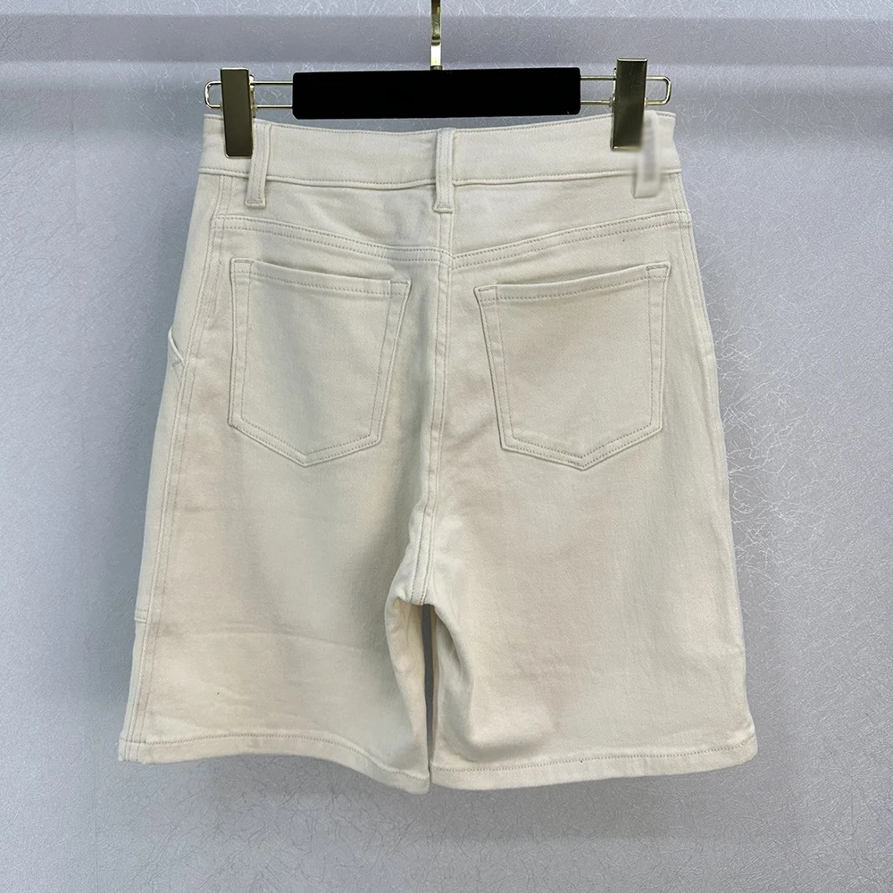 

Foreign Fashion Cotton Jeans Beige Texture Compact Comfortable Sweatpants Golf Women's Five-point Slim Shorts