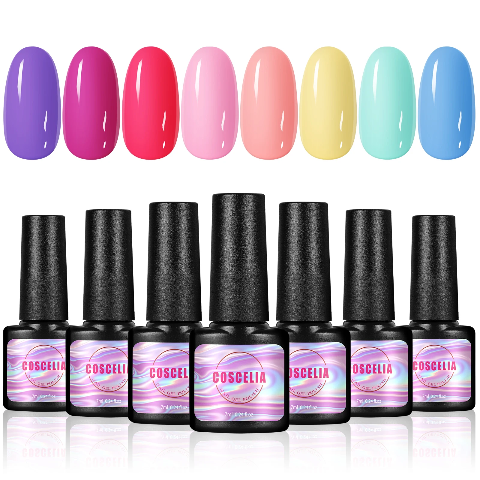 

COSCELIA 7ml Gel Nail Polish Kit Nails Art for Manicure Semi-Permanent Hybrid Soak Off UV LED Nail Gels Nail Varnish Design Set