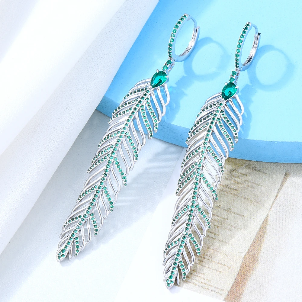 

Женские серьги-подвески с перьями GODKI, золотистые серьги с фианитами, ювелирные украшения для свадьбы, 2020