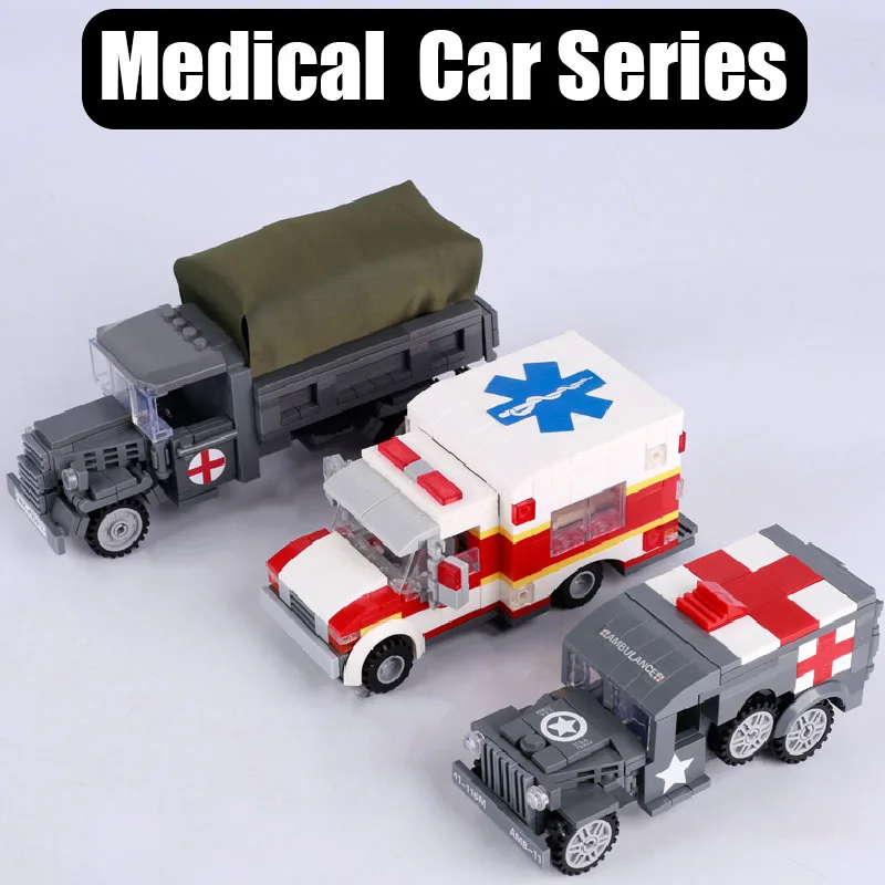 Модель медицинского автомобиля США WW2 WC54, строительные блоки, современный город, Германия, военный грузовик, машина скорой помощи, кирпичи, игрушки, подарок для детей