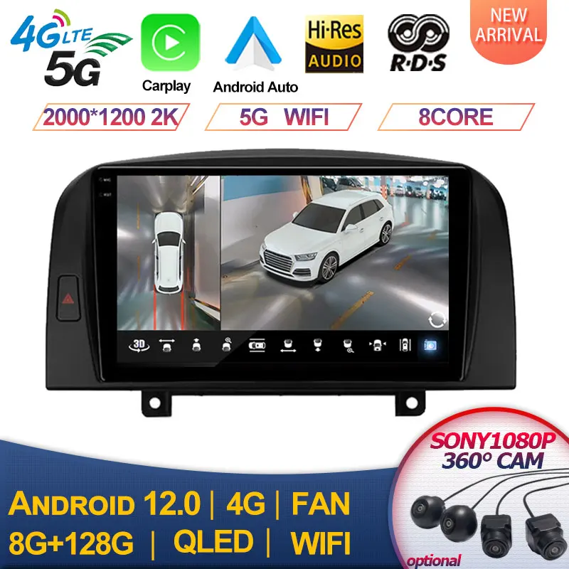 

For Hyundai SONATA NF 2004 2005 2006 - 2008 Android 12 GPS Car Multimedia Player BT WIFI Head unit Support 4G QLED CARPLAY