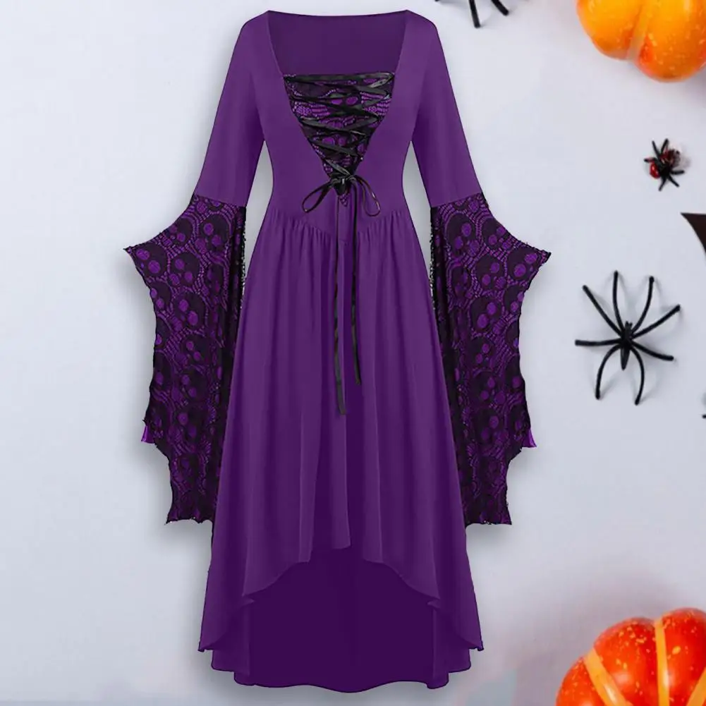 

Cosplay Dress Cross Bandage Ankle Length Women Gothic Style Halloween Carnival Cosplay Dress Vintage Dress for Banquet