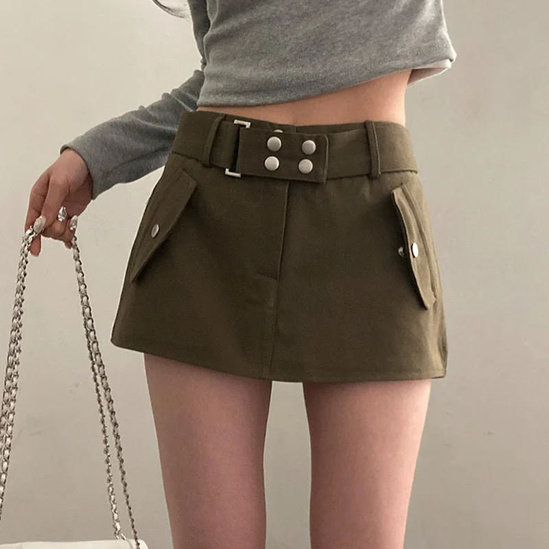 

2023 Spring Summer New Fashion Street Spice Girl High Waist A-line Slimming Tooling Denim Skirts Women's Short Casual Skirt